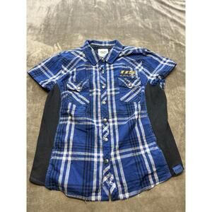 ladies harley 115 Anniversary Riding Blue Plaid‎ Back Design Shirt  1W 1X